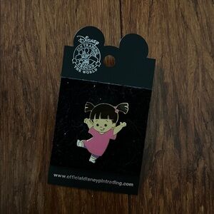 Disney Pin with Girl in Pink Dress and Black Hair